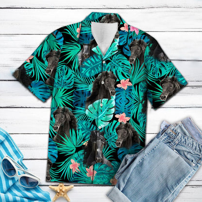 Friesian Horse Green Tropical G5709 - Hawaii Shirt