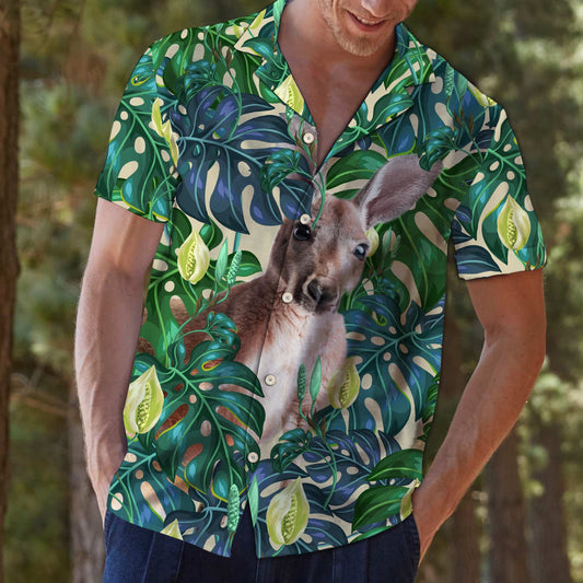 Kangaroo Tropical Leaves T0907 - Hawaii Shirt