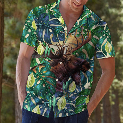 Moose Tropical Leaves T0907 - Hawaii Shirt