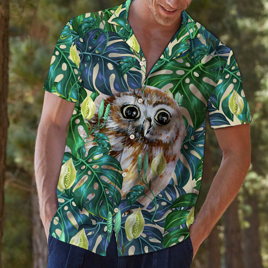 Owl Tropical Leaves T0907 - Hawaii Shirt