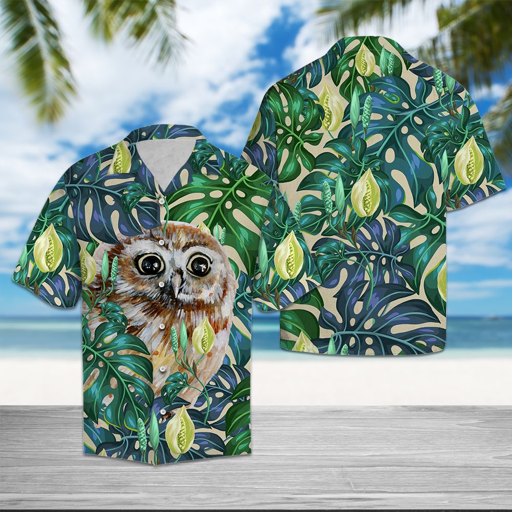 Owl Tropical Leaves T0907 - Hawaii Shirt