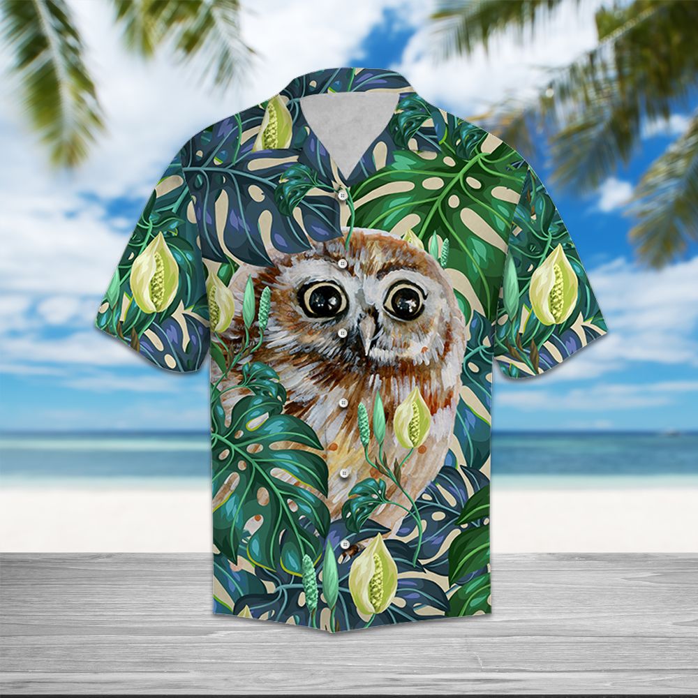 Owl Tropical Leaves T0907 - Hawaii Shirt