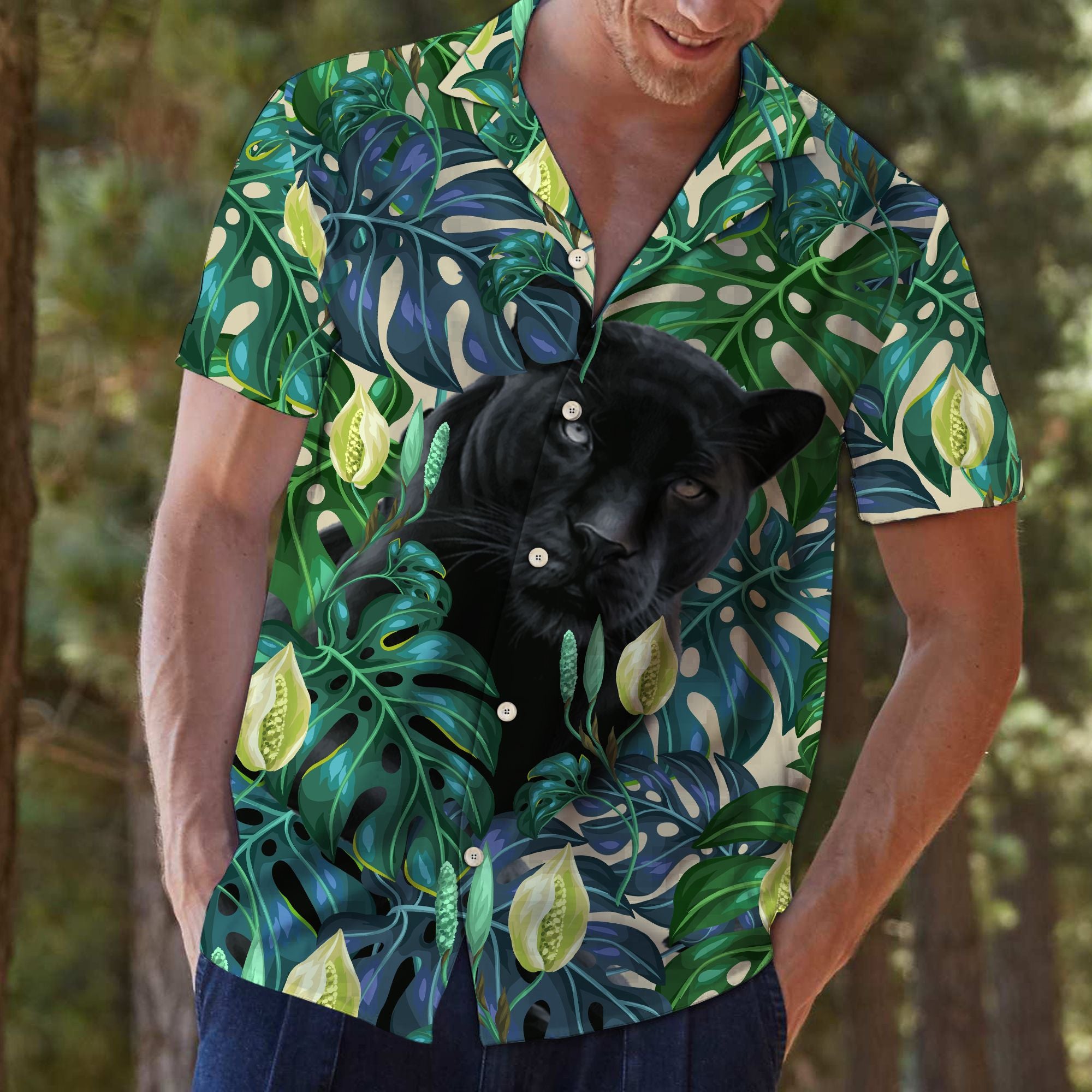 Black Panther Tropical Leaves T0907 - Hawaii Shirt – PERSONALIZEDWITCH