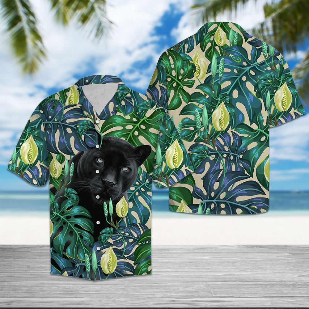 Black Panther Tropical Leaves T0907 - Hawaii Shirt