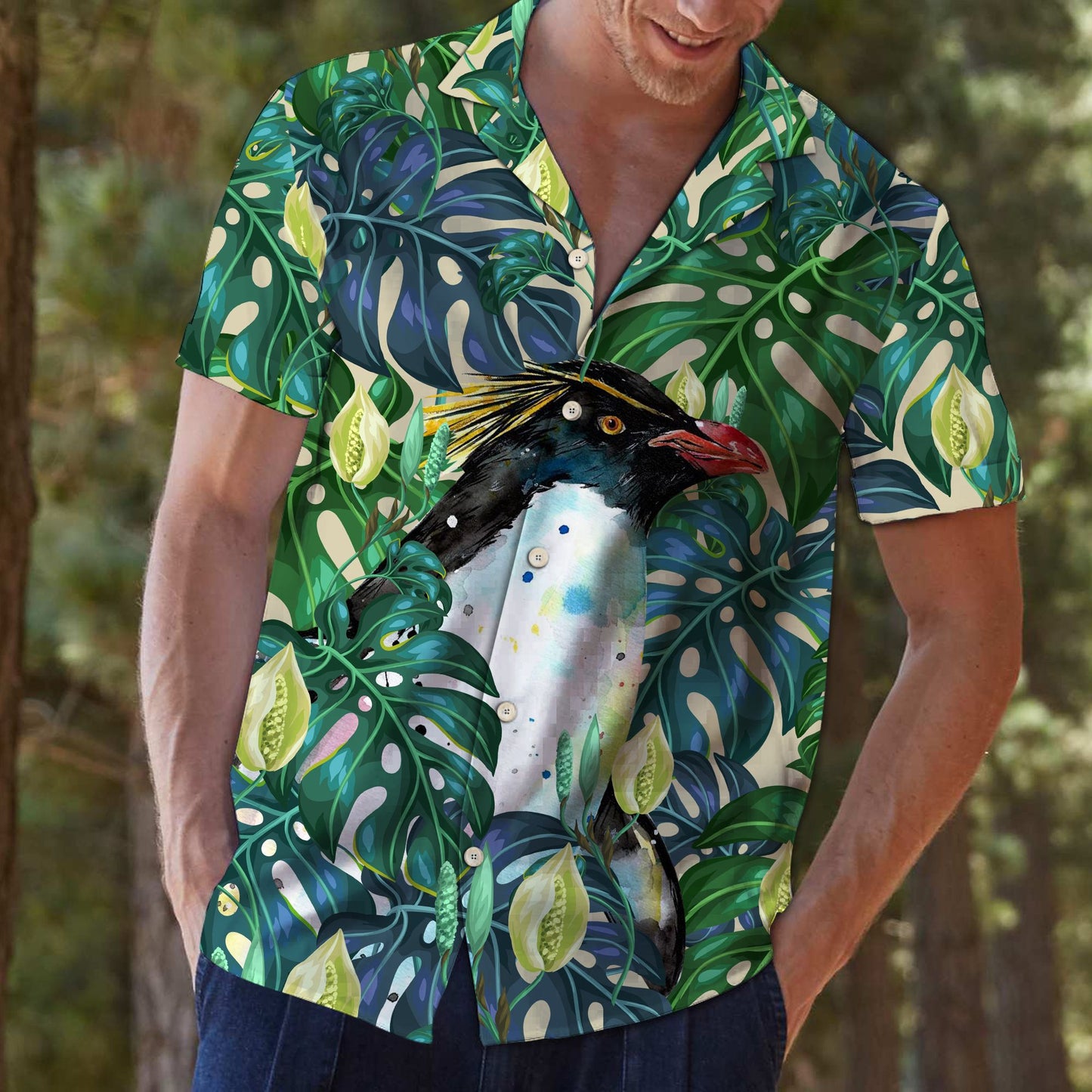 Penguin Tropical Leaves T0907 - Hawaii Shirt