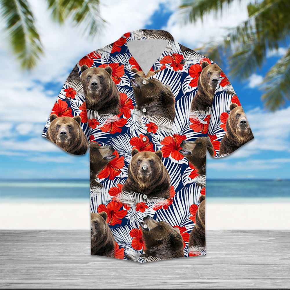 Bear Hibiscus Flower T0907 - Hawaii Shirt