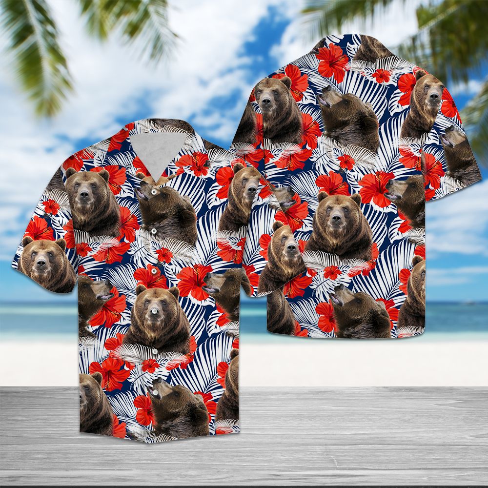 Bear Hibiscus Flower T0907 - Hawaii Shirt