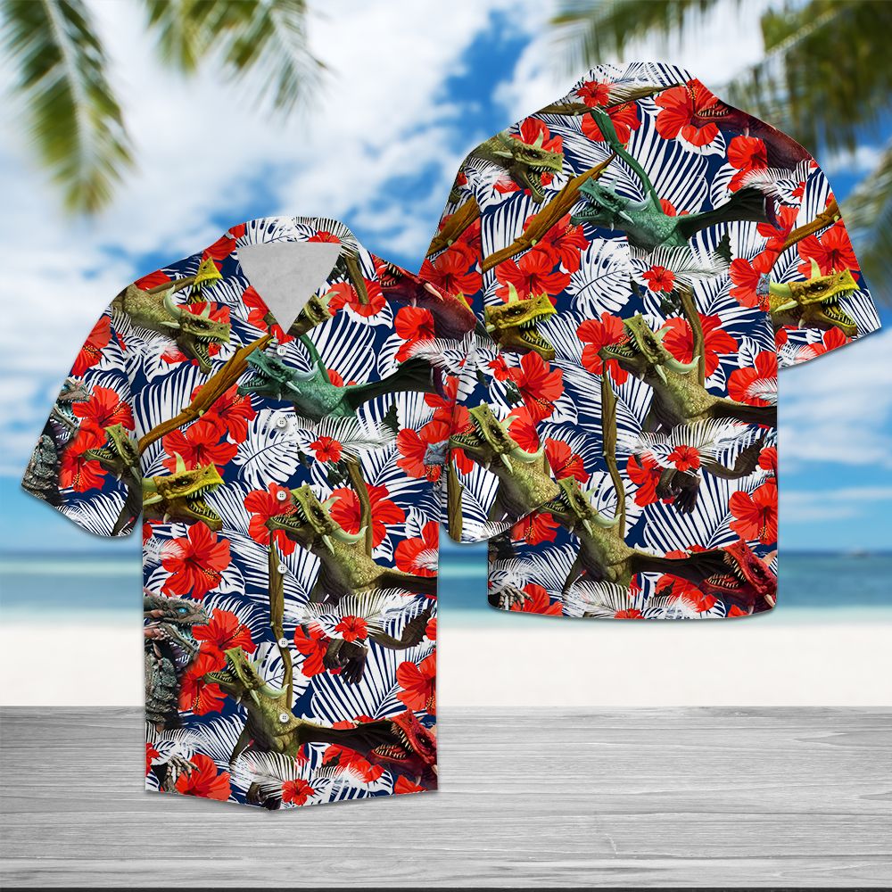 Dragon Hibiscus Flower T0907 - Hawaii Shirt