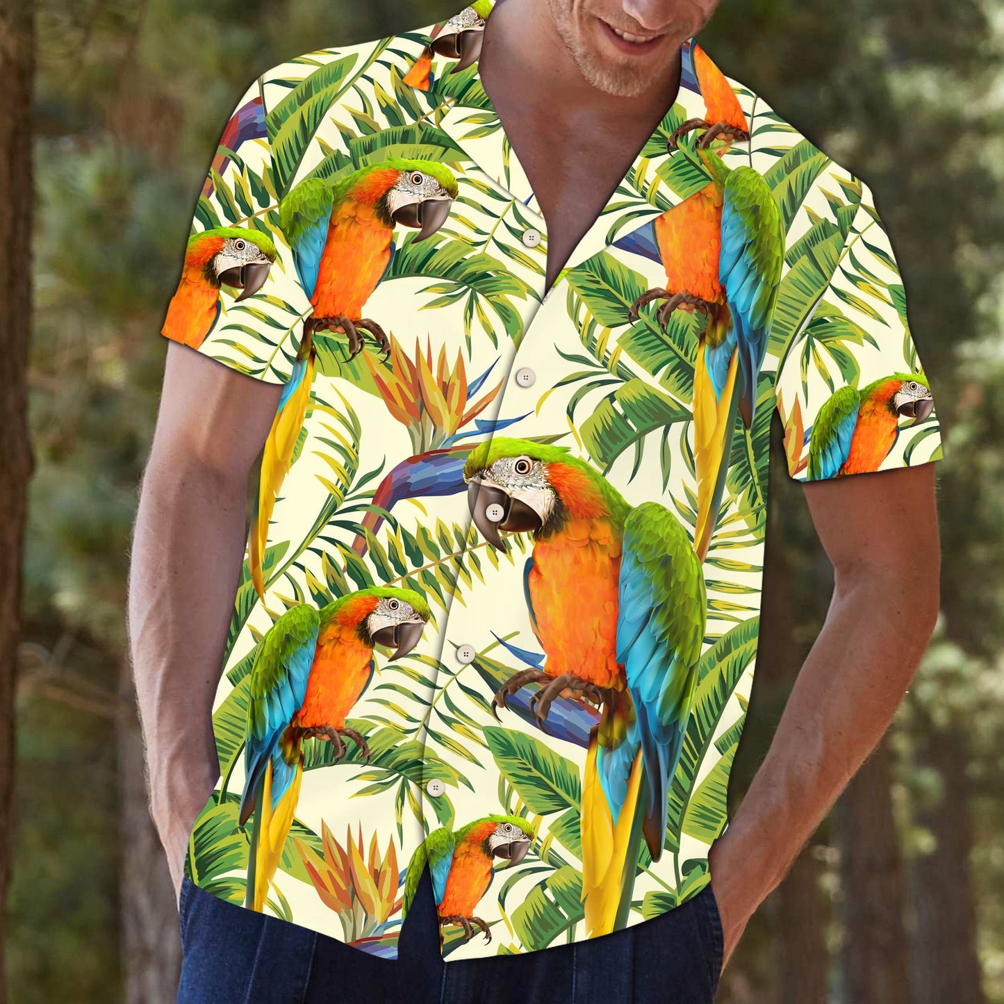 Parrot Banana Palm D0907 - Hawaii Shirt