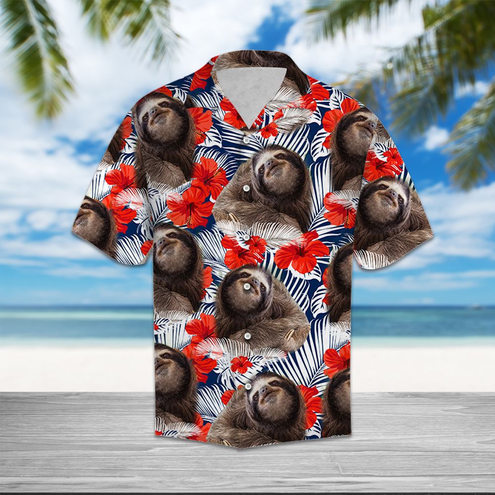 Sloth Hibiscus Flower T0907 - Hawaii Shirt