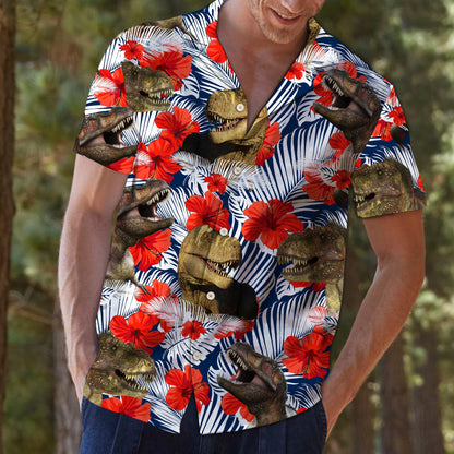 T-rex Hibiscus Flower T0907 - Hawaii Shirt