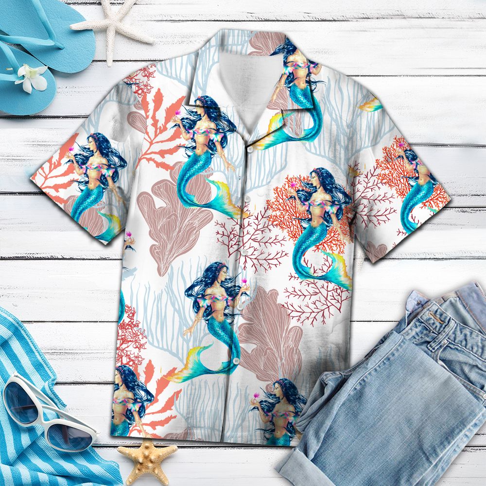 Mermaid Coral Pattern D0907 - Hawaii Shirt