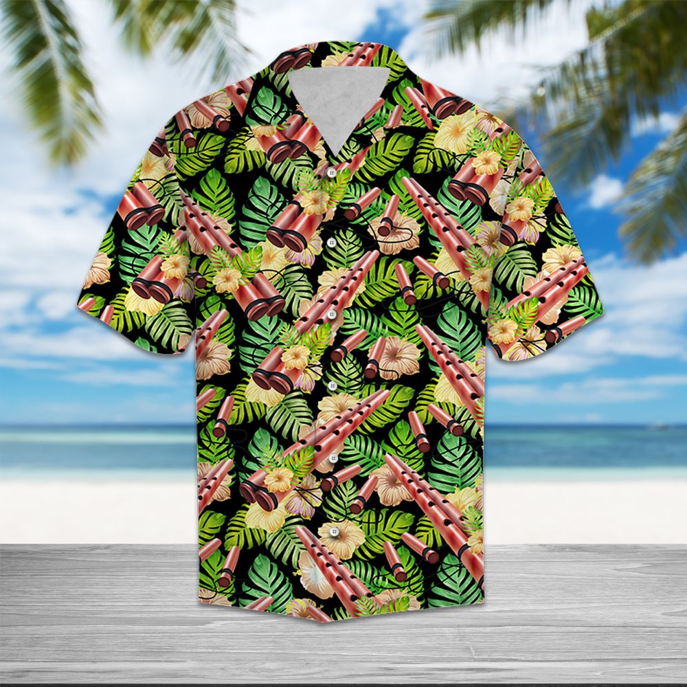 Flute Yellow Hibiscus Flower T0907 - Hawaii Shirt