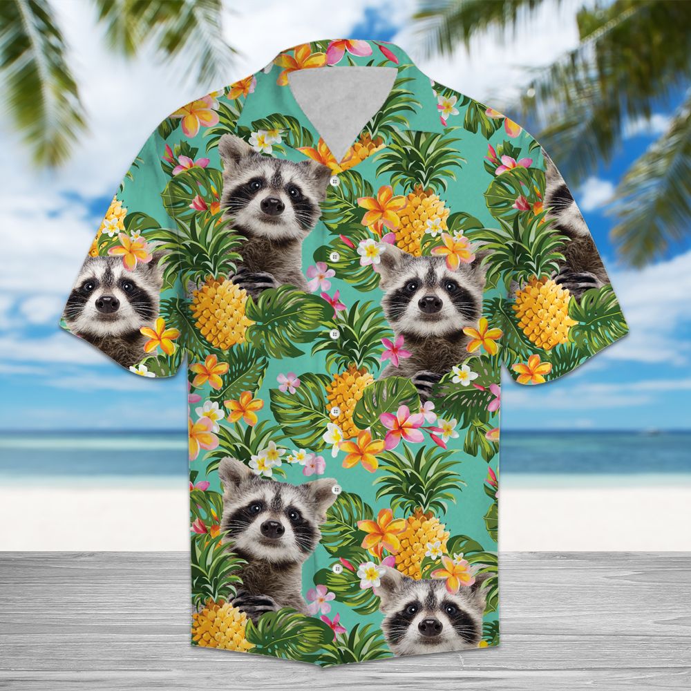 Tropical Pineapple Raccoon H87098 - Hawaii Shirt
