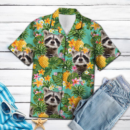 Tropical Pineapple Raccoon H87098 - Hawaii Shirt