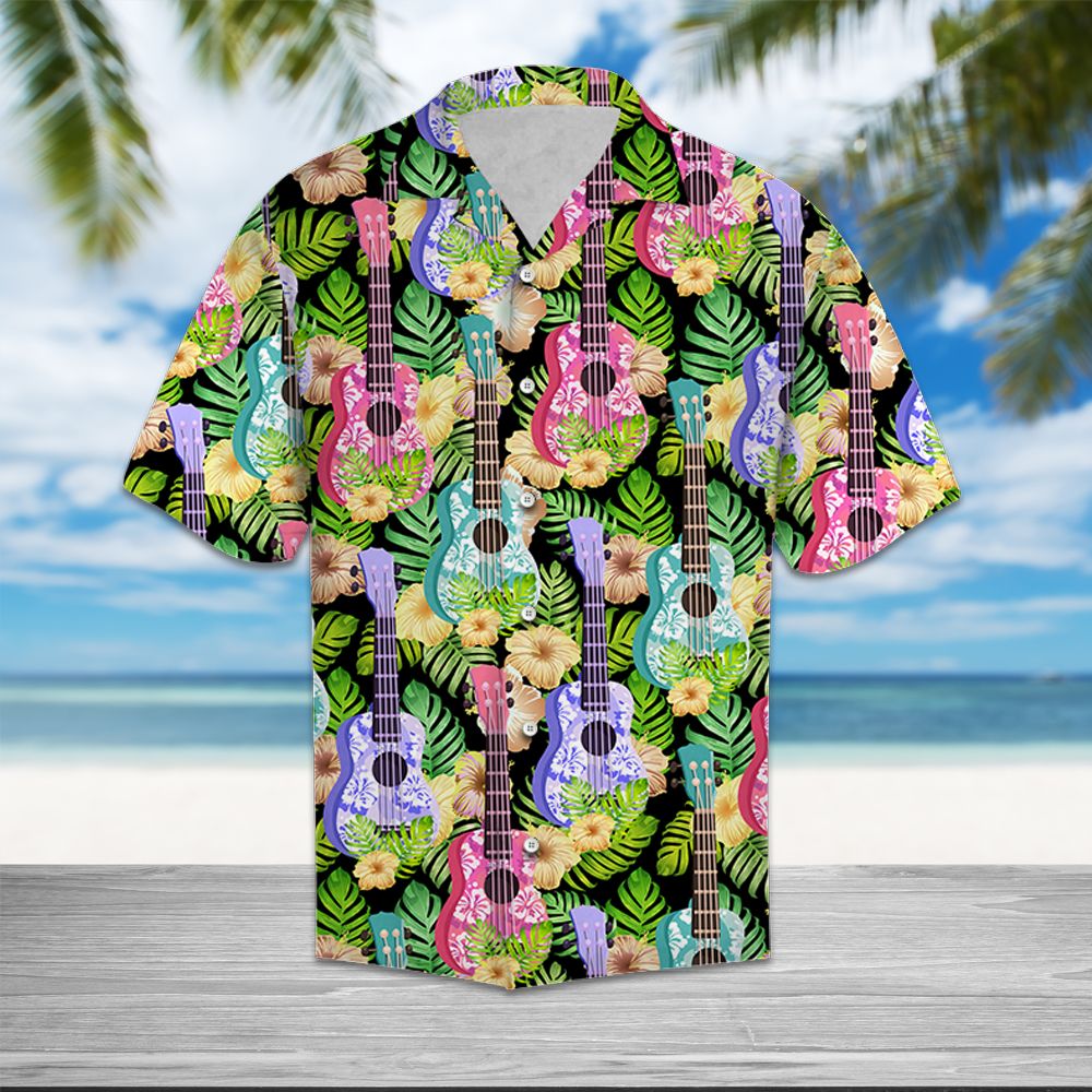 Ukulele Yellow Hibiscus Flower T0907 - Hawaii Shirt