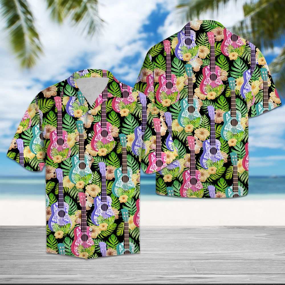 Ukulele Yellow Hibiscus Flower T0907 - Hawaii Shirt