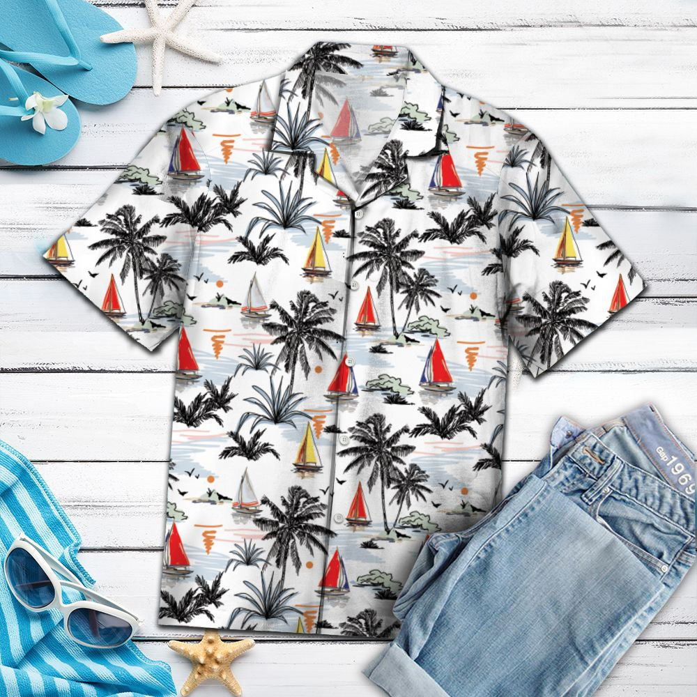 Amazing Sailing With Coconut Palm Trees H87214 - Hawaii Shirt