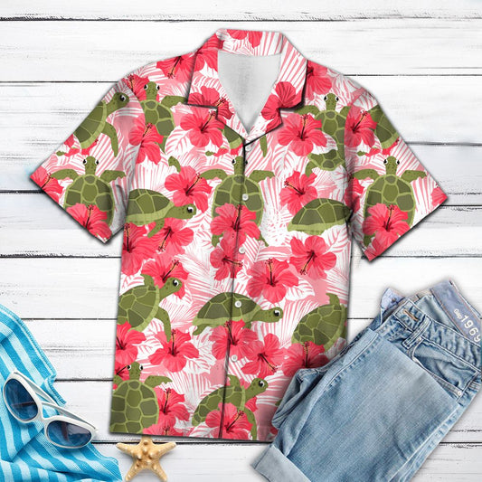 Tropical Flowers Hibiscus Turtle H87089 - Hawaii Shirt