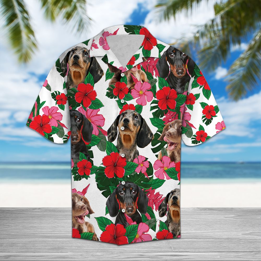 Dachshund Hibiscus D0907 - Hawaii Shirt