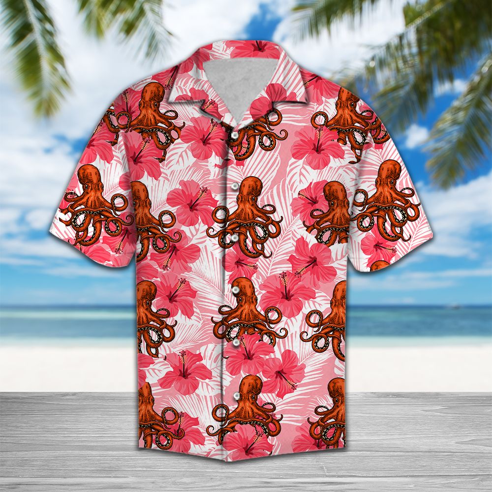 Tropical Flowers Hibiscus Octopus H97032 - Hawaii Shirt