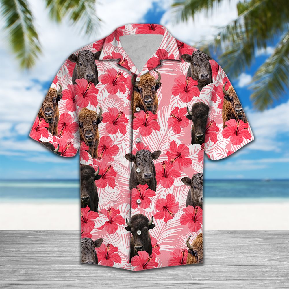 Tropical Flowers Hibiscus Bison H97033 - Hawaii Shirt