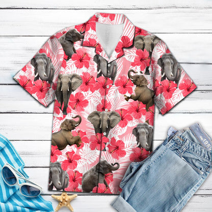 Tropical Flowers Hibiscus Elephant H97035 - Hawaii Shirt