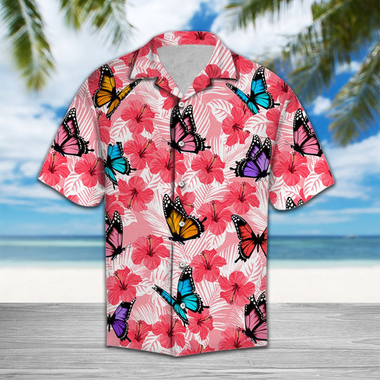 Tropical Flowers Hibiscus Butterfly H97037 - Hawaii Shirt