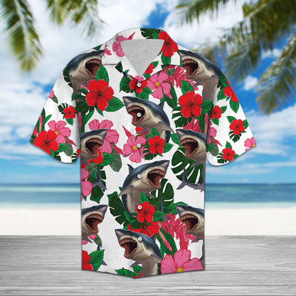 Shark Hibiscus D0907 - Hawaii Shirt