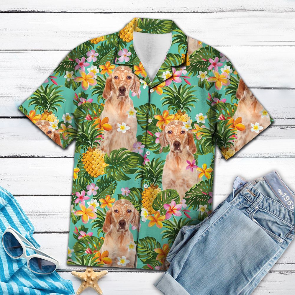 Tropical Pineapple English Setter H97012 - Hawaii Shirt