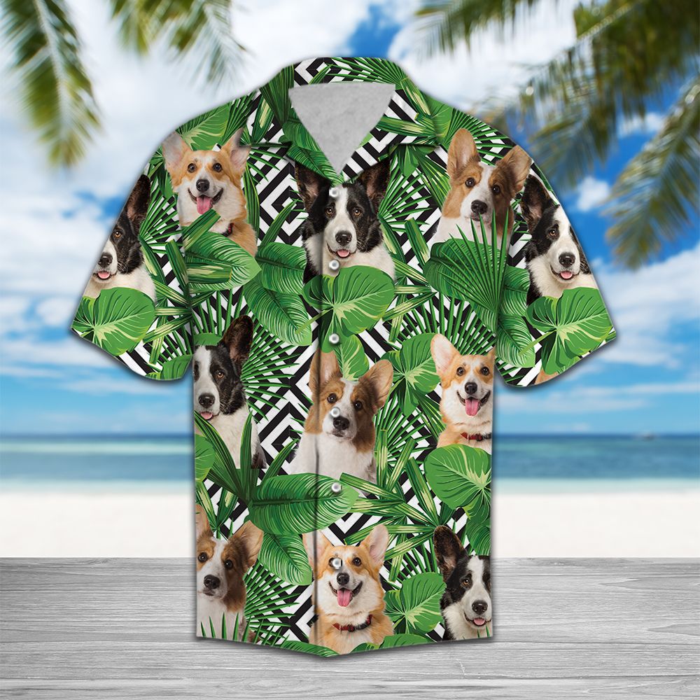 Summer exotic jungle tropical Cardigan Welsh Corgi H97069 - Hawaii Shirt