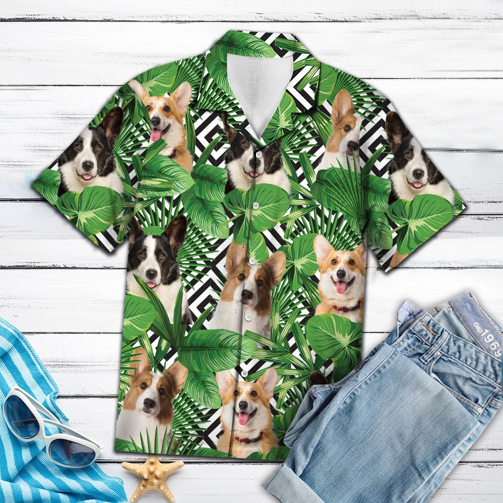 Summer exotic jungle tropical Cardigan Welsh Corgi H97069 - Hawaii Shirt