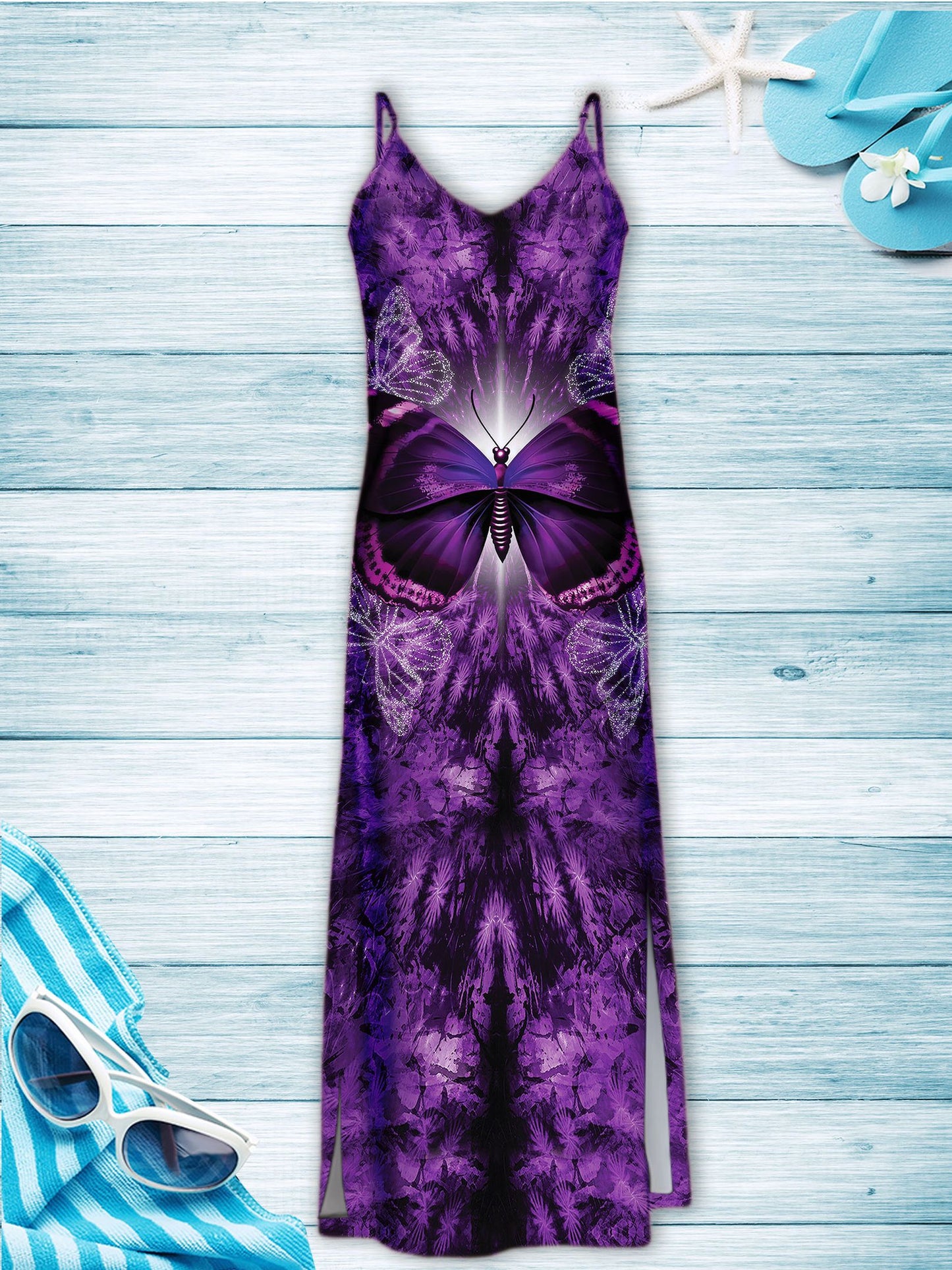 Hawaiian Butterfly Purple T1307 - Hawaii Dress