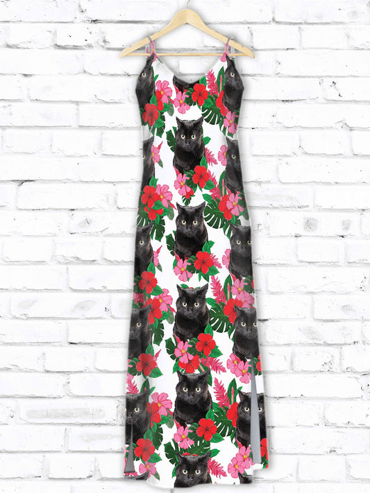 Hawaiian Black Cat Hibiscus D1307 - Hawaii Dress