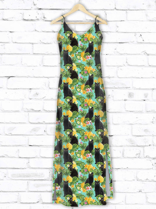 Hawaiian Black Cat Pineapple Tropical D1407 - Hawaii Dress
