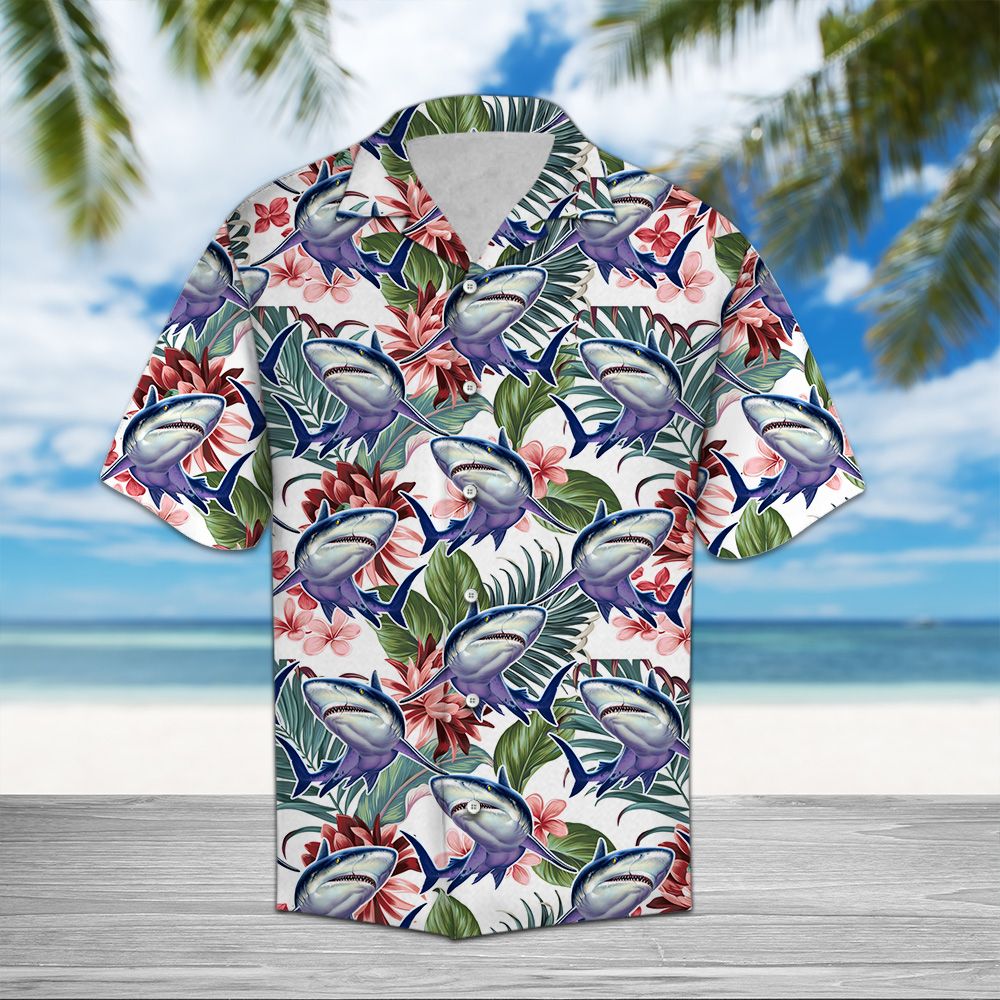 Shark Flower Tropical D1507 - Hawaii Shirt