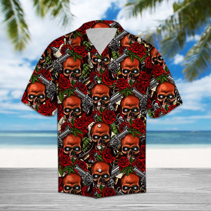 Skull Rose D1507 - Hawaii Shirt
