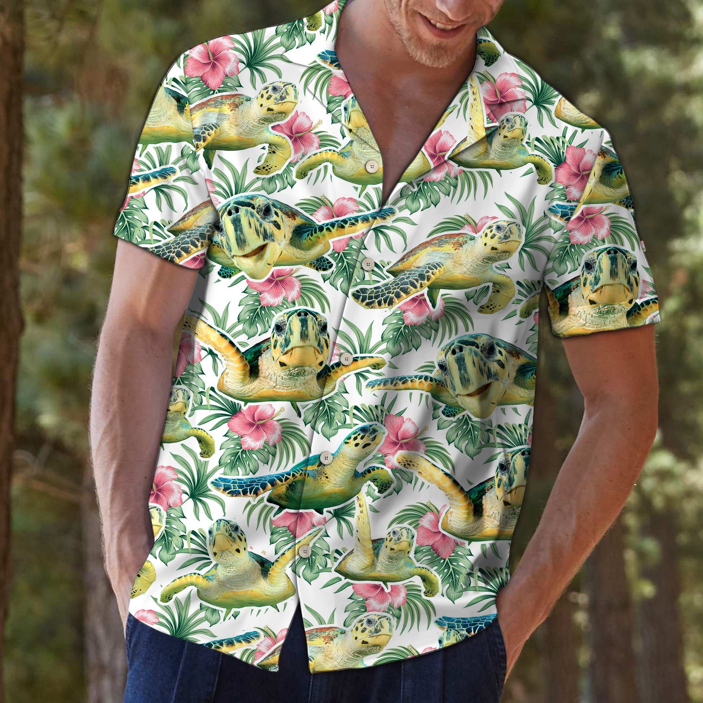 Turtle Flower Tropical D1507 - Hawaii Shirt