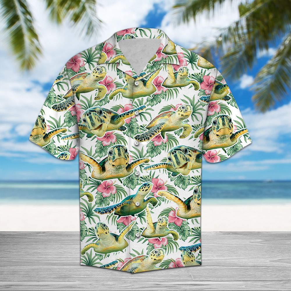 Turtle Flower Tropical D1507 - Hawaii Shirt