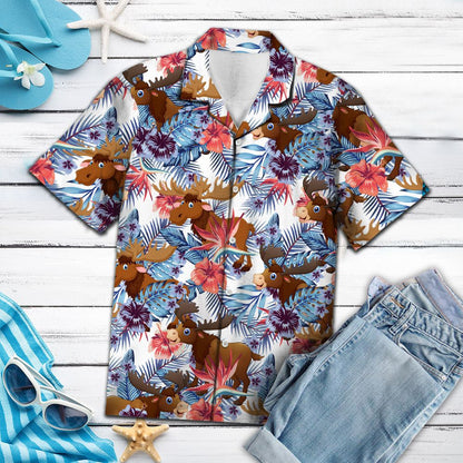 Moose Hibiscus Flower G5715 - Hawaii Shirt