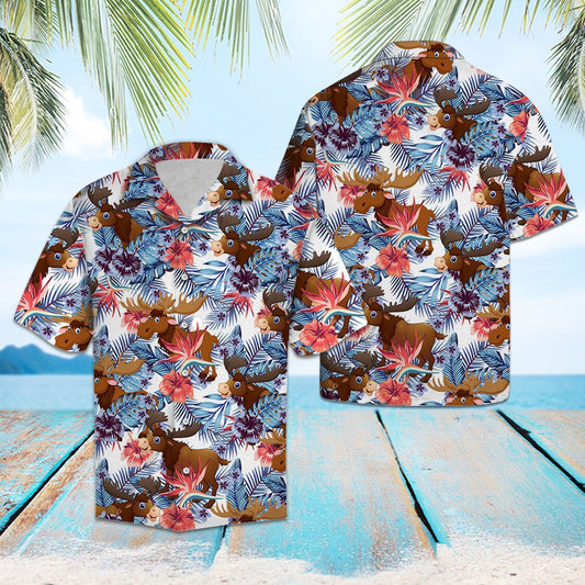 Moose Hibiscus Flower G5715 - Hawaii Shirt