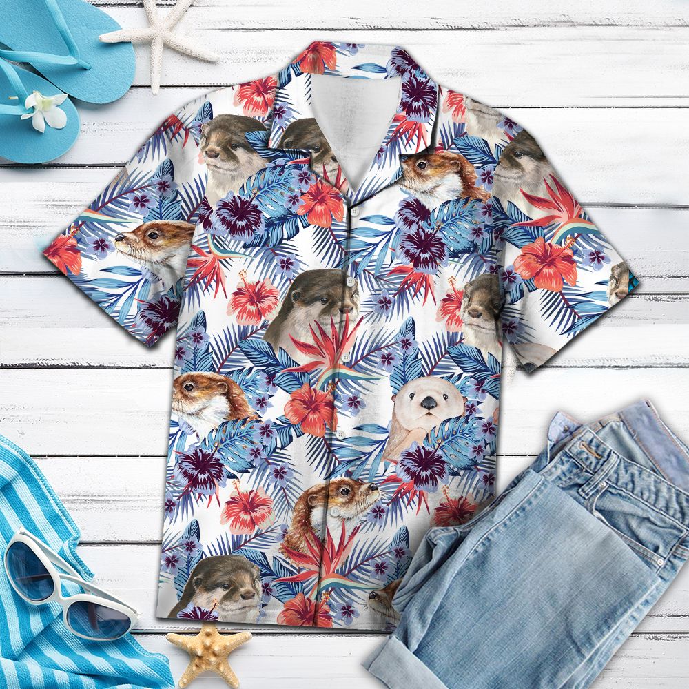 Otter Hibiscus Flower G5715 - Hawaii Shirt