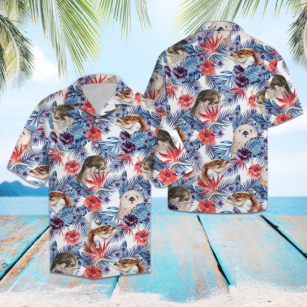 Otter Hibiscus Flower G5715 - Hawaii Shirt