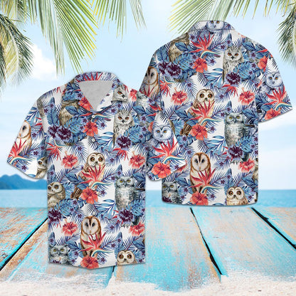 Owl Hibiscus Flower G5715 - Hawaii Shirt