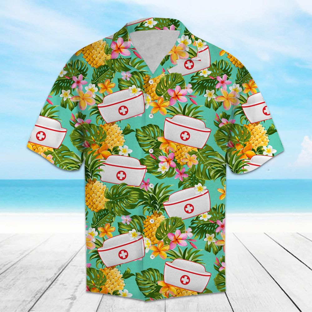 Tropical Pineapple Nurse H157003 - Hawaii Shirt