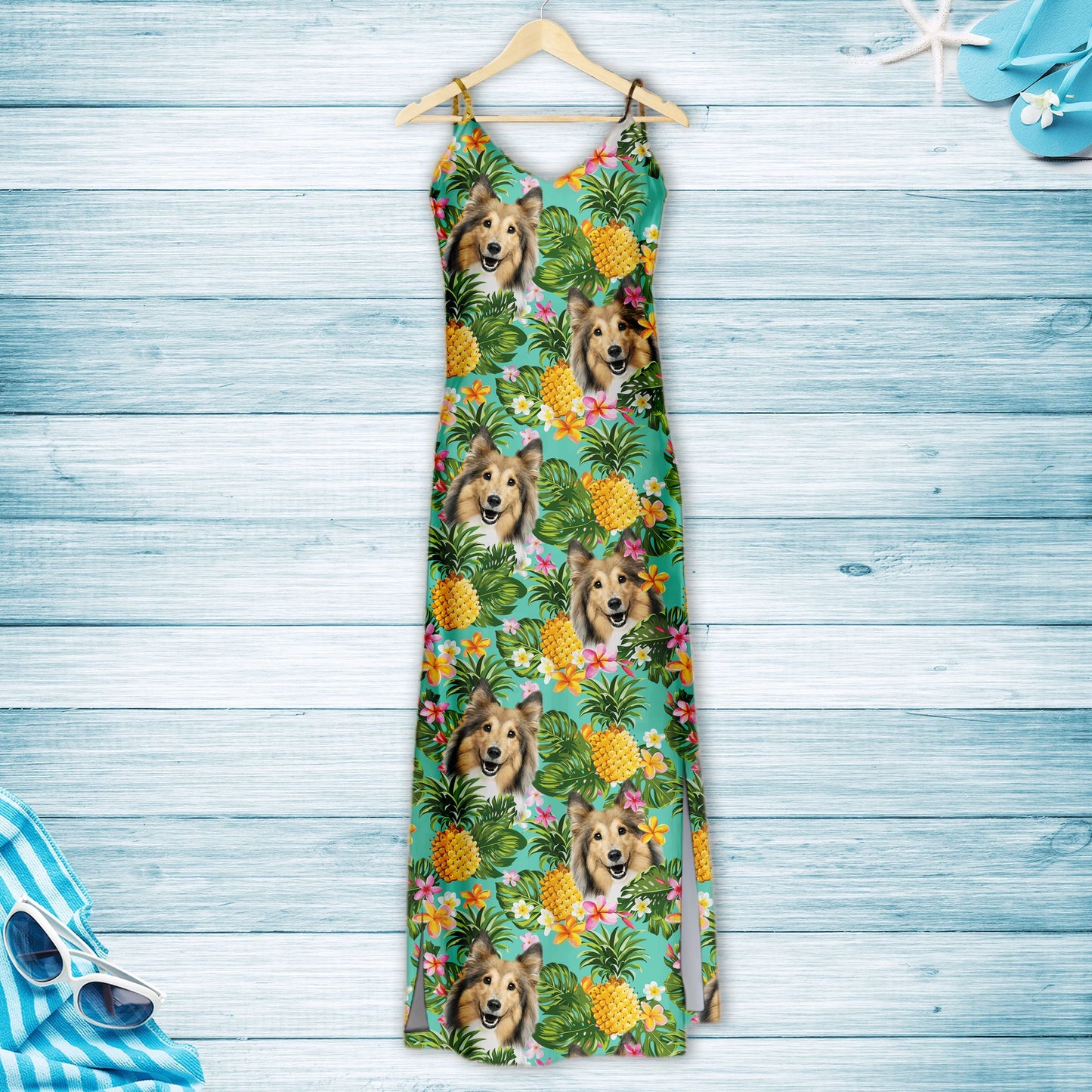 Hawaiian Tropical Pineapple Shetland Sheepdog H157109 - Hawaii Dress