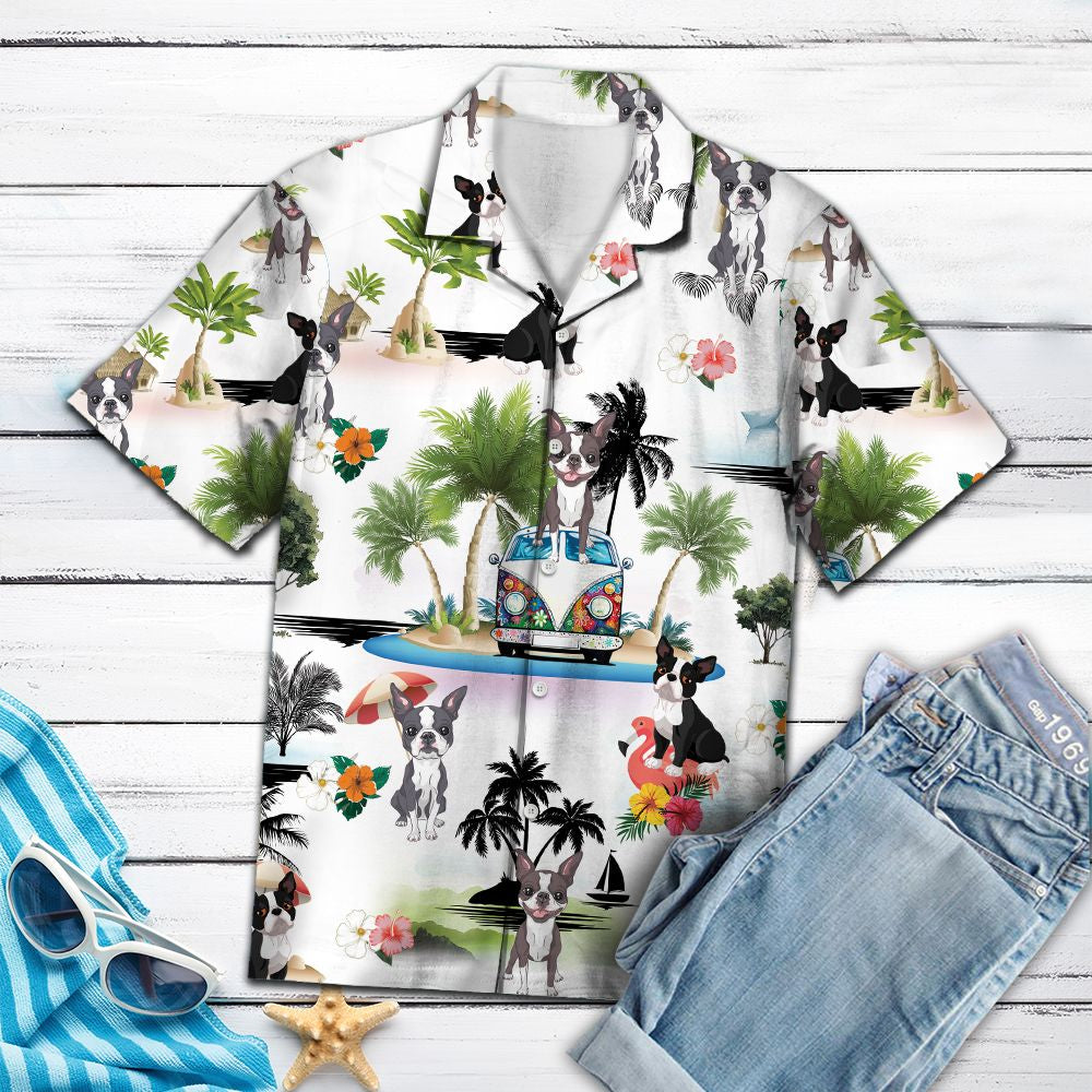 Boston Terrier Vacation G5716 - Hawaii Shirt