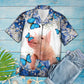 Pig Blue and White Flower G5717 - Hawaiian Shirt