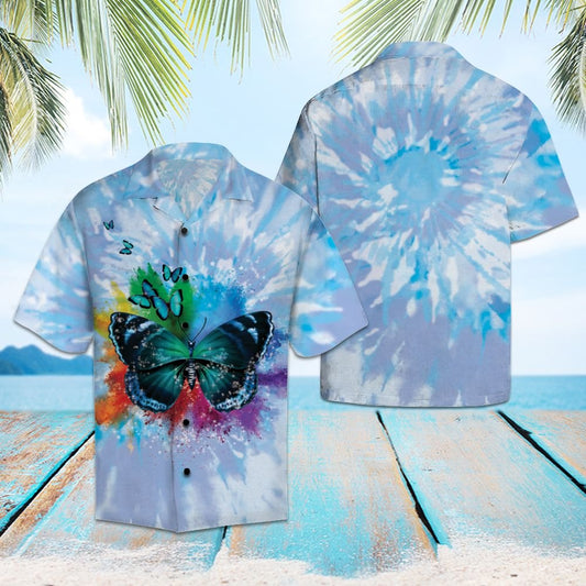 Butterfly Blue Tie Dye H137021 - Hawaii Shirt