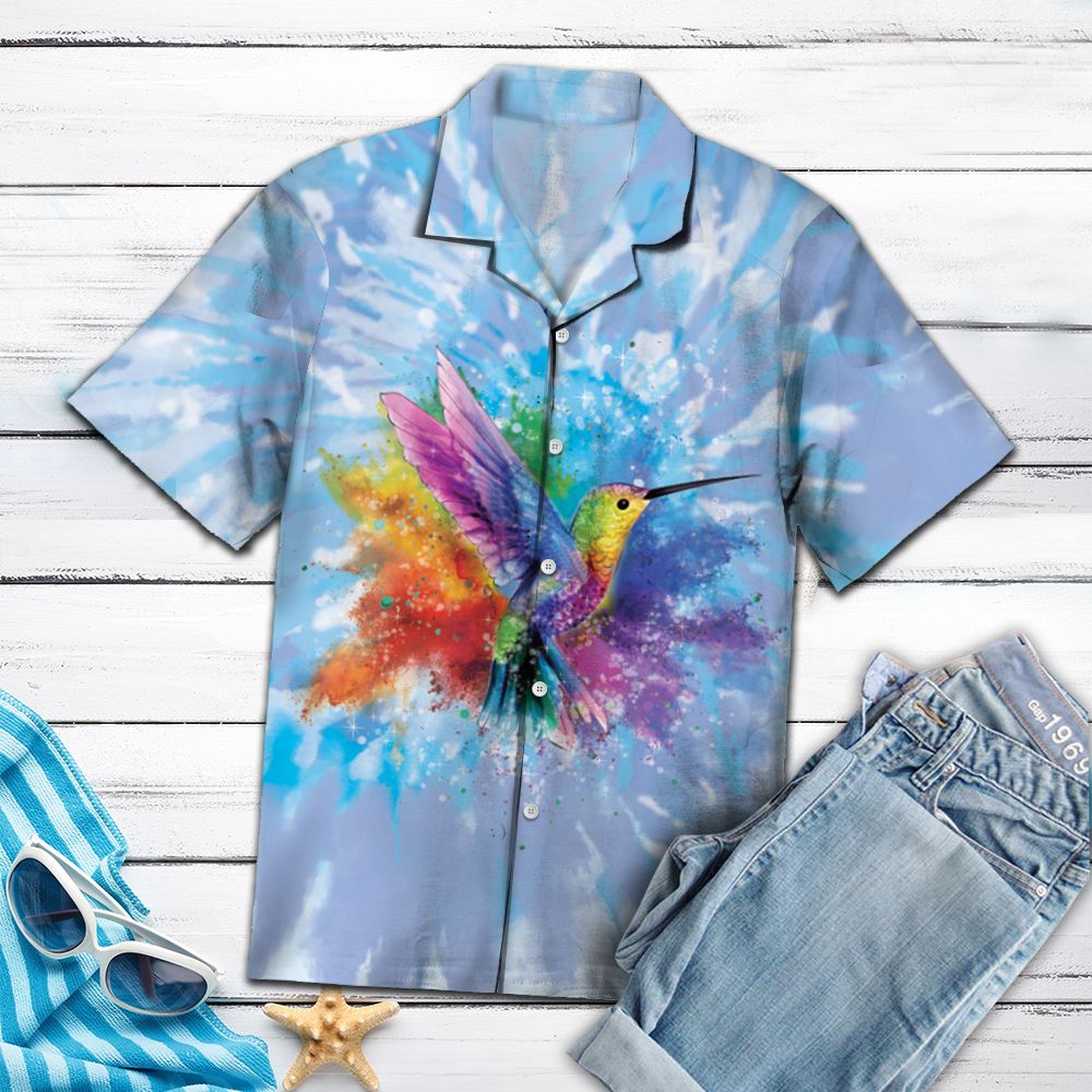 Hummingbird Blue Tie Dye H137029 - Hawaii Shirt